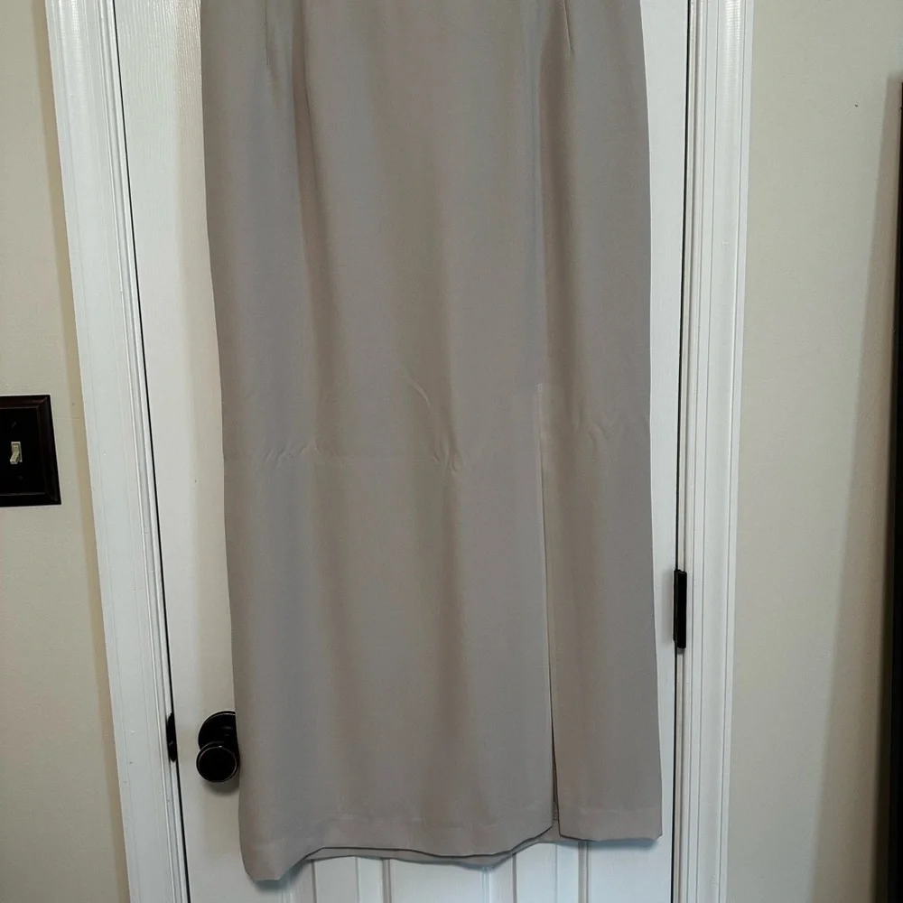 Mother of Bride Wedding Dress Adrianna Papell Taupe Beaded Top and Long Skirt 18 - Picture 8 of 12